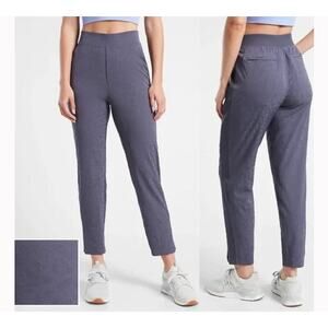 Athleta Brooklyn Textured Ankle Pants Size 8 Leopard Print Medieval Violet EUC